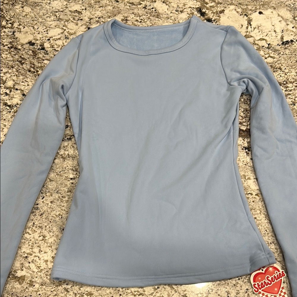Fitted Blue Long Sleeve Sweatshirt